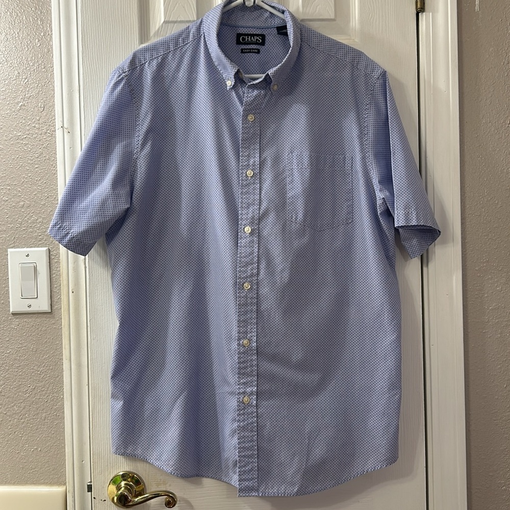 Chaps short sleeves, button up, dress shirt, XL, Light purple